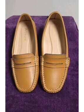 Artisure Women's Classic Handsewn Brown Genuine Leather Penny Loafers Sz 7